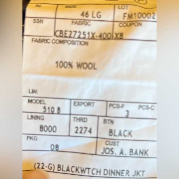 Jos. A. Bank Plaid Dinner Jacket and Slacks Size 44L Slim Fit Slacks W40” L33” - Picture 14 of 16